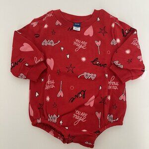 Old Navy Sweet Baby Girl Valentine Long Sleeve Sweater Romper Bodysuit 6-12 m